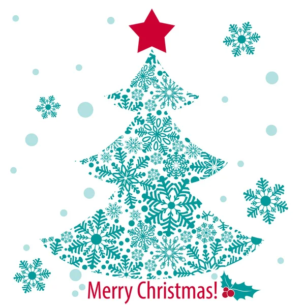Merry Christmas card med nyår träd. Stockillustration