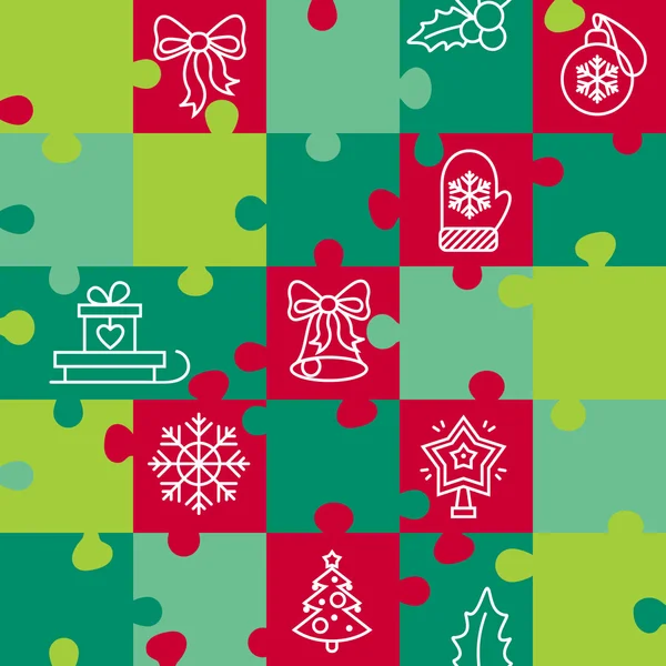 Feliz Navidad patrón de rompecabezas. Jigsaw juego de puzzle. Ilustración vectorial Vectores De Stock Sin Royalties Gratis