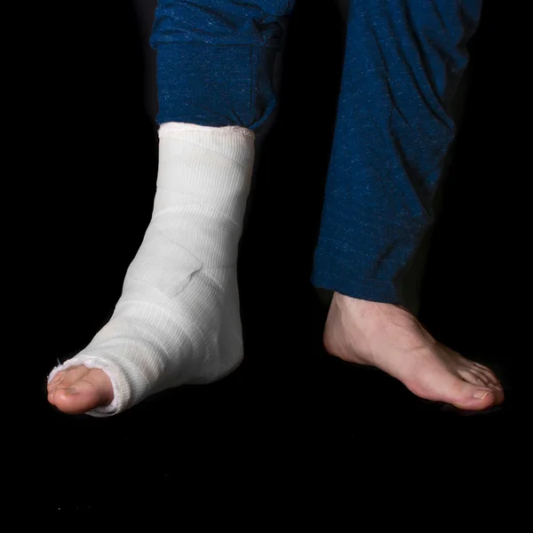 White leg cast — Stock Photo, Image