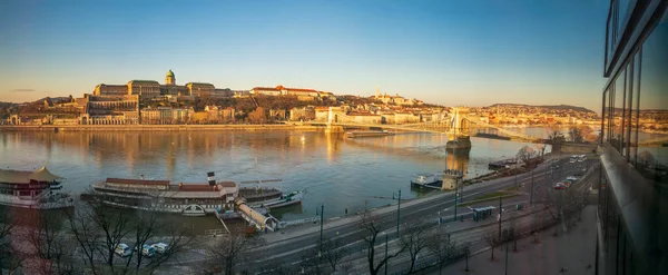 Budapest Dec 2019 Panoramic Views Buda Side Budapest Danube River — 图库照片