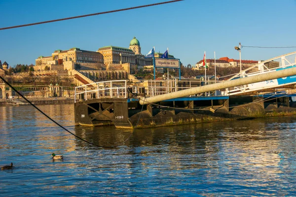 Budapest Grudzień 2019 Panoramiczny Widok Budę Stronie Budapesztu Dunaju Obrazy Stockowe bez tantiem