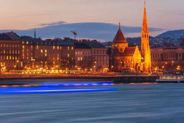 Budapest Dec 2019 Beautiful Budapest Hungary Dabune River Blue Hour — 图库照片