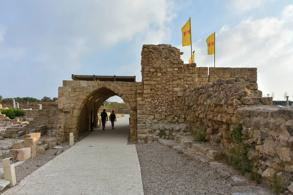 Caesarea Israel Ago 2020 Histórico Puerto Cesarea Marítima Torre Strato — Foto de Stock