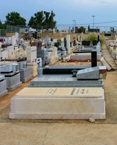 Tel Aviv Ottobre 2019 Lapidi Moderne Cimitero Ebraico Israele Alla — Foto Stock