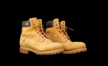 Authentic pair of 8 inch Timberland Yellow Work Boots clipart