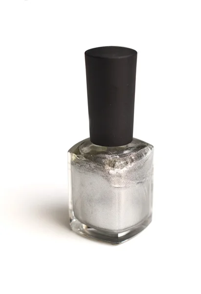 Sparkling silver nail polish — Stock Photo, Image