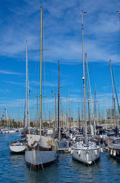 Segelboote im Hafen von Baecelona — Stockfoto