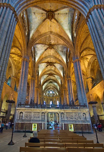 Interior de la Catedral de Barcelona Gótica (Catedral de Barcelona) — Foto de Stock