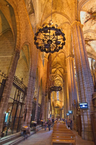 Interior de la Catedral de Barcelona Gótica (Catedral de Barcelona) — Foto de Stock