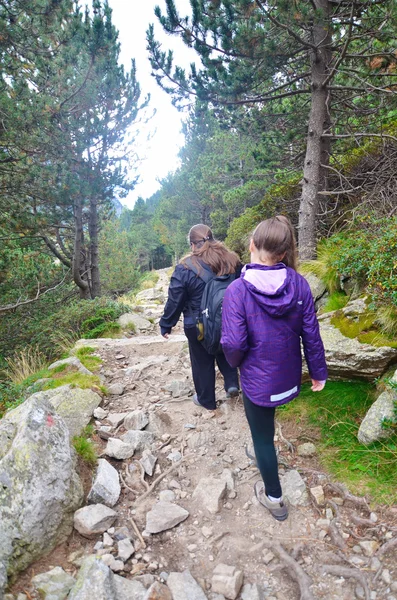 Mother and daughter hiking in a forest — Stock Photo, Image