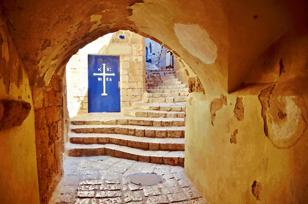 Jaffa, Tel Aviv sokakta çizimi — Stok fotoğraf