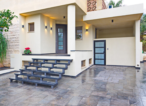 Modern Mediterranean house entrance