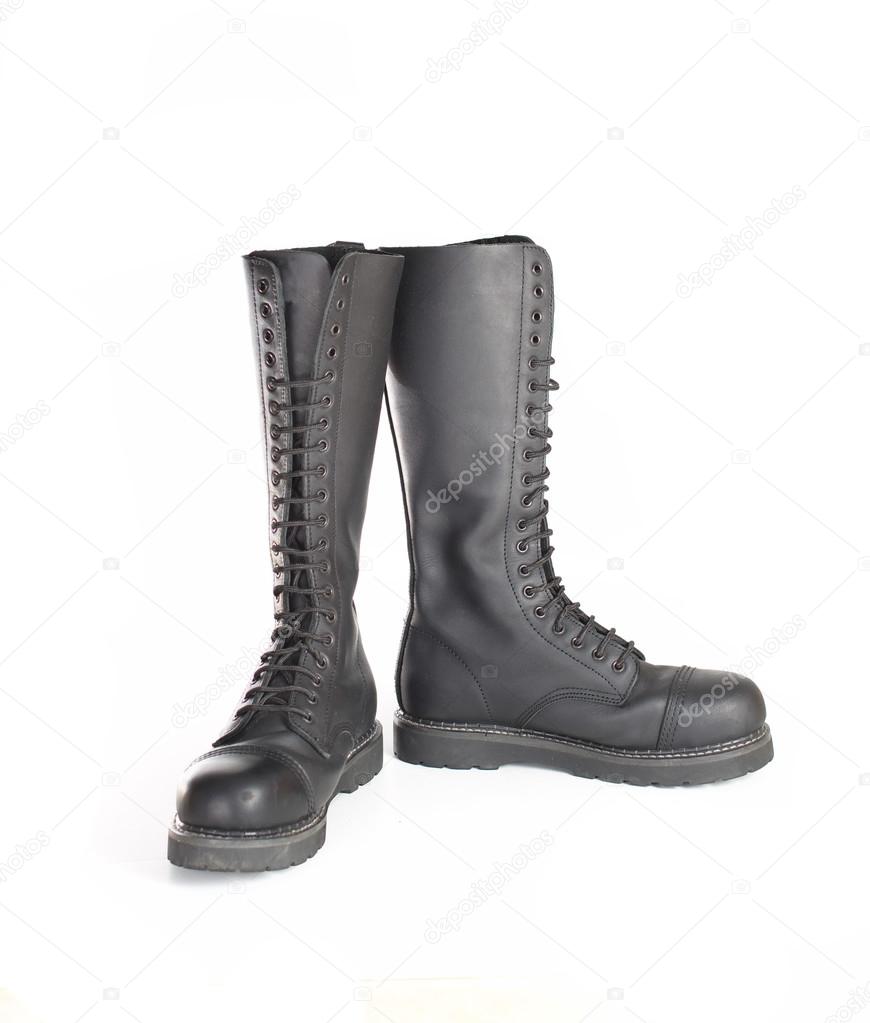 New knee high lace up black combat boots Stock Photo by ©dnaveh 62229307