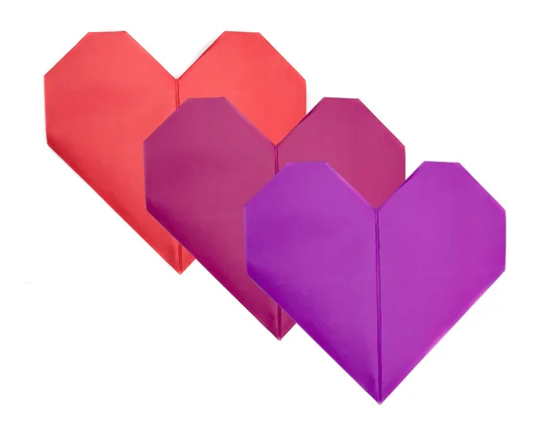 Three isolated paper hearts for Valentine's Day — Stock Photo, Image