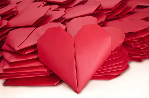 Lots of red paper hearts for Valentine's Day — Stock Photo, Image