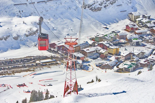 Ski gondola cable car in Lech - Zurs ski resort in Austria — Stock Photo, Image