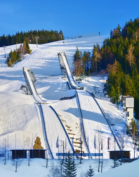 Ski jumping inrun in an world class sports center — Stock Photo, Image