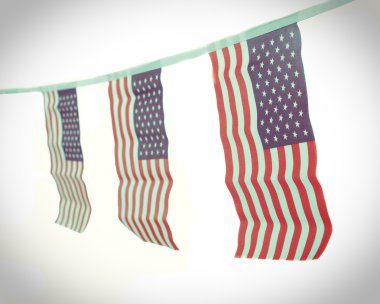 USA flags hanging proudly for July 4 Independance Day