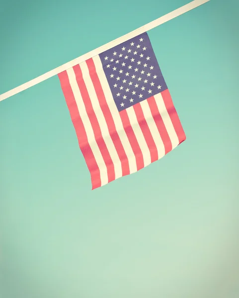 USA flags hanging proudly for July 4 Independance Day — Stockfoto