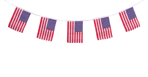 USA flags hanging proudly for July 4 Independence Day — Zdjęcie stockowe