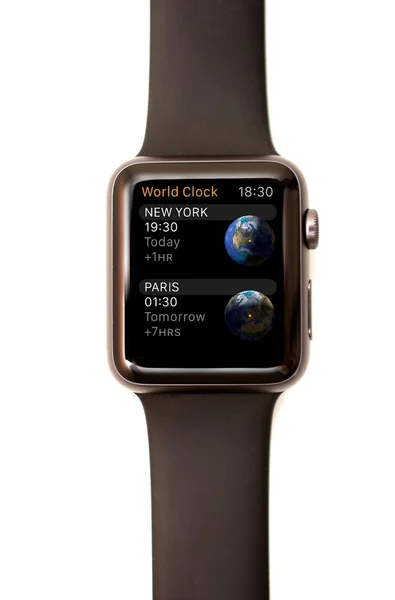 Apple Watch World Time app — Zdjęcie stockowe