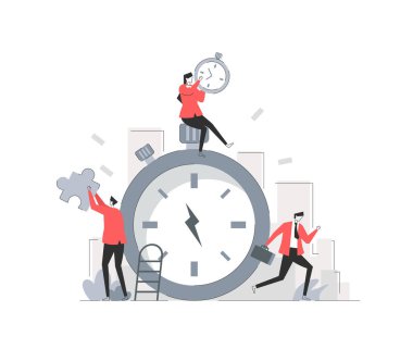 Fast Services Solution,Concept Showing a group of creative people chasing deadline