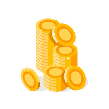 Altın madeni paralar, düz tasarım resimleme