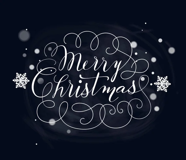 Цветущая буква, основанная на Ниб Каллиграфии со снежинками на заднем плане. Счастливого Рождества. Вектор . — стоковый вектор