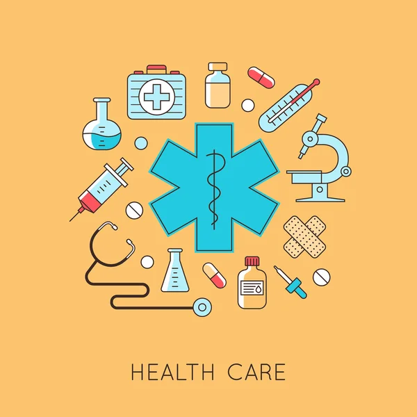 Medical and Healthcare outline icons set. — Stock Vector