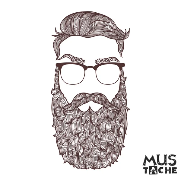 Barbe de moustache et style de cheveux . — Image vectorielle