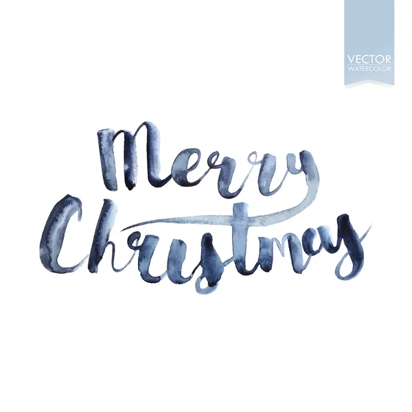 Pincel húmedo con letras de acuarela que dice Feliz Navidad. Vector . — Vector de stock