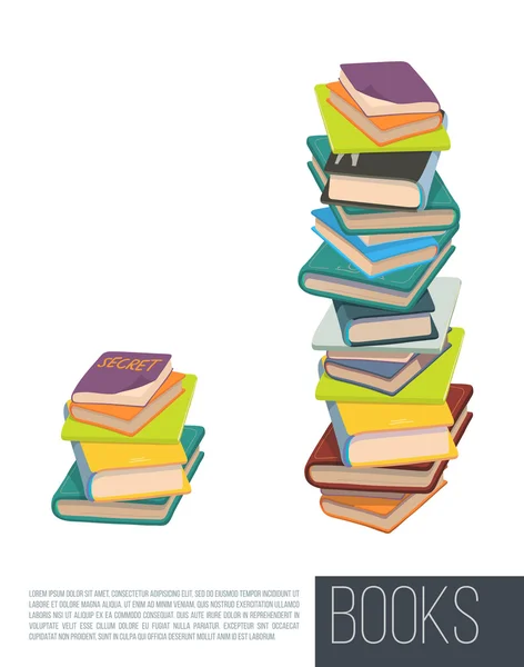 Pile of different books. Vector. Isolated. — Stock Vector