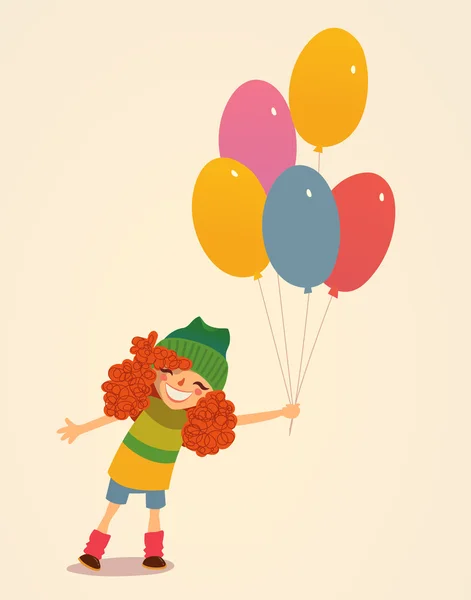 Иллюстрация девушки с воздушными шарами . — стоковый вектор