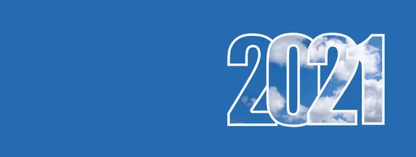 Happy New Year 2021 2021 Numbers White Cloud Texture Superimposed — Stock Photo, Image
