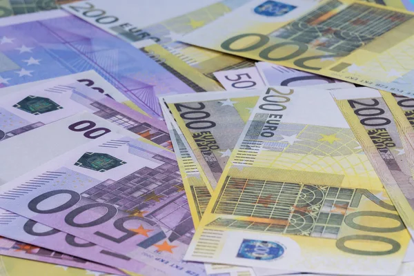A lot of money-euros, various nominations close-up. Money Fund, selective focus