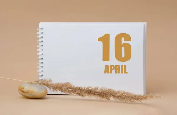 Abril 16º Día Del Mes Fecha Del Calendario Hoja Blanca —  Fotos de Stock