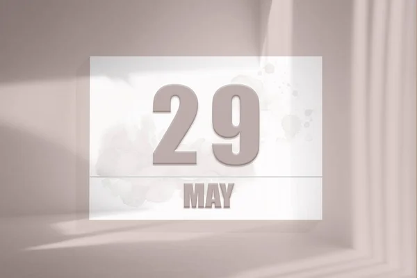 29 мая. 29-й день месяца, календарная дата. Белый лист бумаги с цифрами на минимально розовом фоне с оконными тенями. — стоковое фото