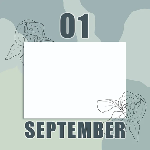 September Day Month Calendar Date Clean White Sheet Abstract Gray — Stockfoto