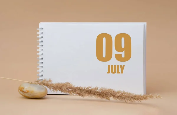 July 09Th Day Month Calendar Date White Blank Sheet Notepad — Stock Photo, Image