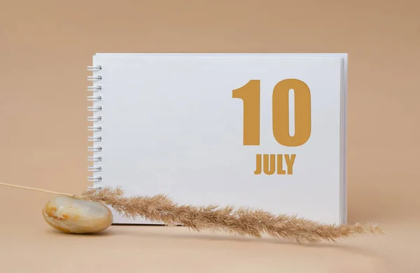 July 10Th Day Month Calendar Date White Blank Sheet Notepad — Stock Photo, Image