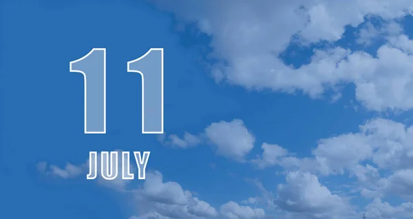 July Day Month Calendar Date White Numbers Blue Sky Clouds — Stockfoto