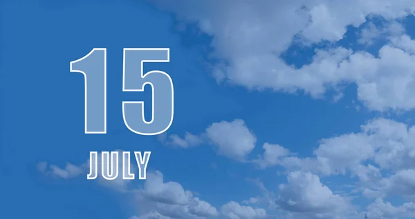 July Day Month Calendar Date White Numbers Blue Sky Clouds — Fotografia de Stock