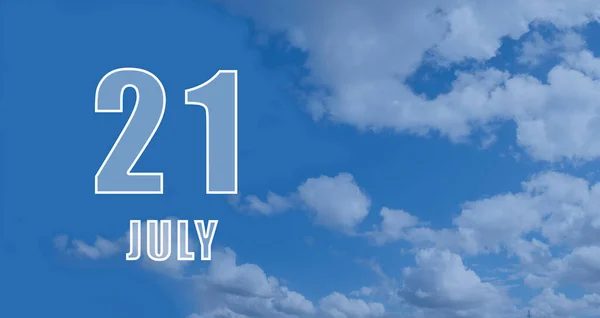 July Day Month Calendar Date White Numbers Blue Sky Clouds — Fotografia de Stock