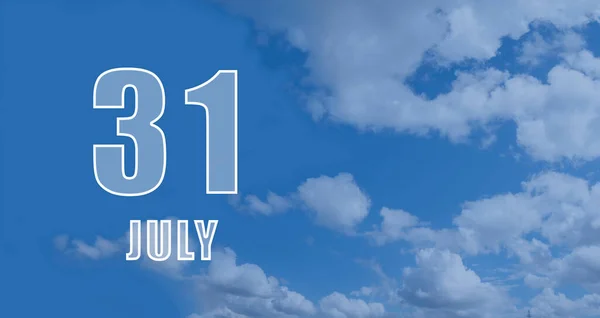 July Day Month Calendar Date White Numbers Blue Sky Clouds — Fotografia de Stock