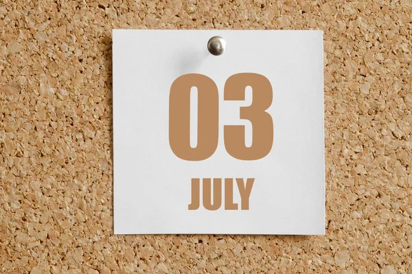 July 03Th Day Month Calendar Date White Calendar Sheet Attached — Stockfoto