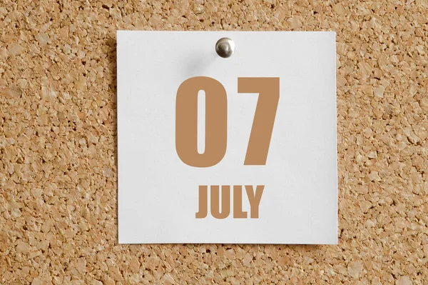 July 07Th Day Month Calendar Date White Calendar Sheet Attached — Stockfoto