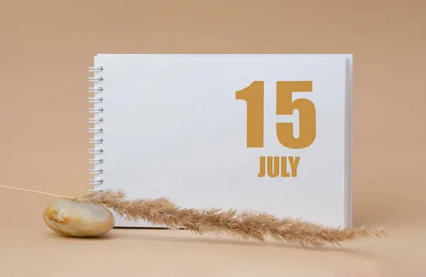 July 15Th Day Month Calendar Date White Blank Sheet Notepad — Stock Photo, Image