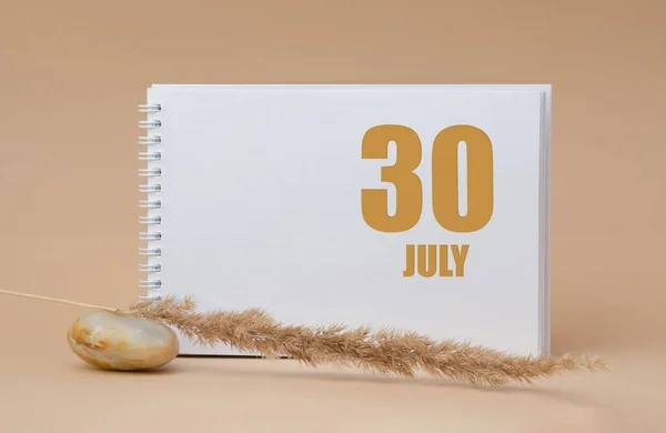 July 30Th Day Month Calendar Date White Blank Sheet Notepad — Stock Photo, Image