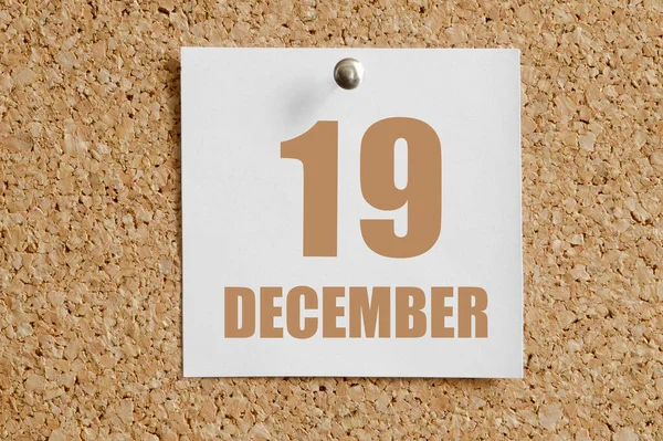 Δεκεμβρίου 19Η Ημέρα Του Μήνα Ηµερολογία Λευκό Ηµερολογιακό Φύλλο Προσαρµοσµένο — Φωτογραφία Αρχείου