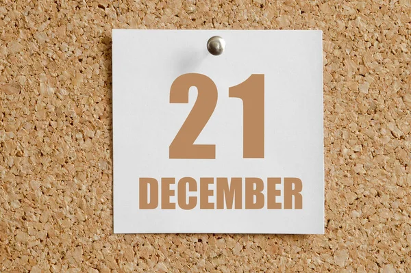 December 21Th Day Month Calendar Date White Calendar Sheet Attached — Stock Photo, Image